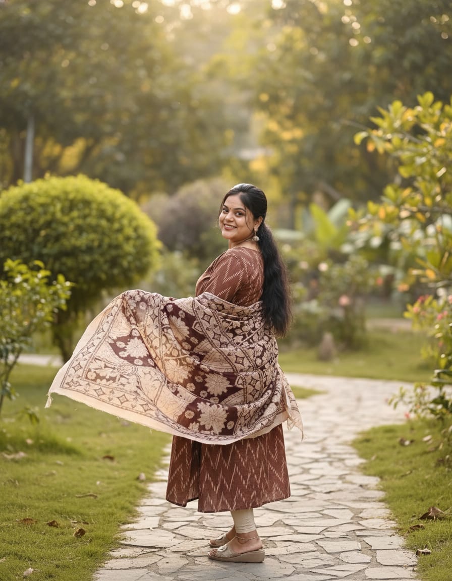 PSQ030 - coffee brown A-line (Top & Duppata)