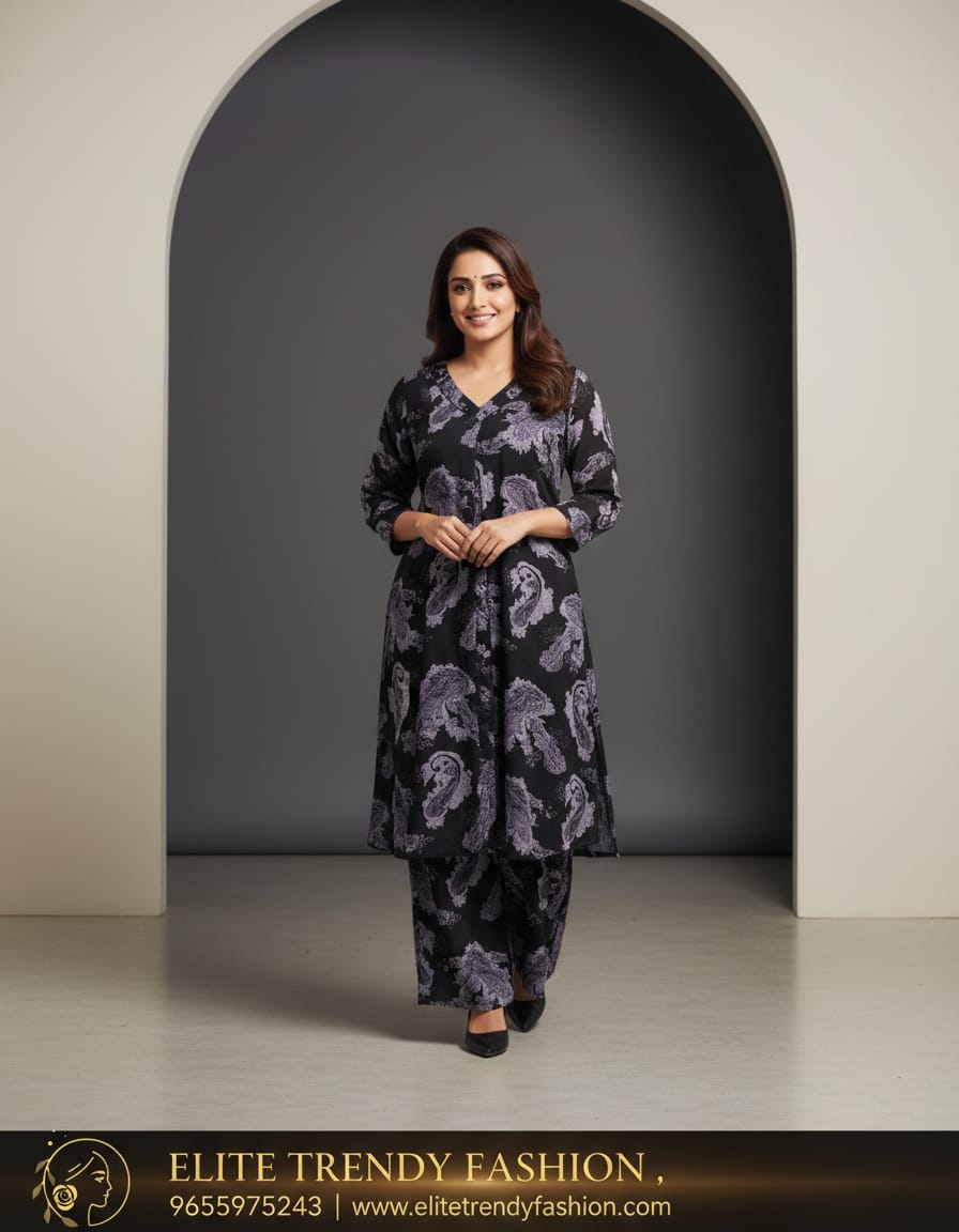 PSQ042 - Flora flow A-line set (Top & Pant)
