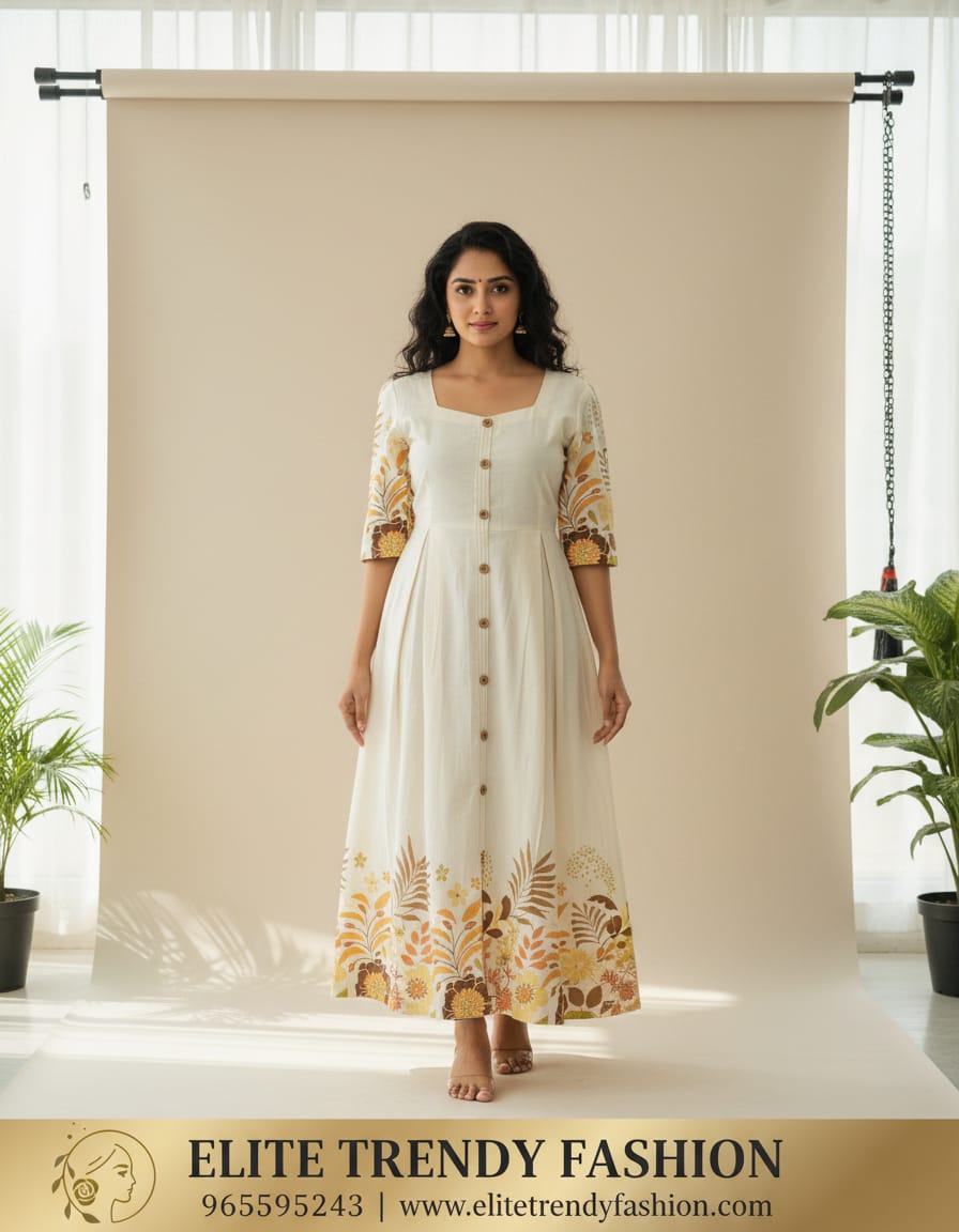 PSQ044 - Ivory bloom cotton dress